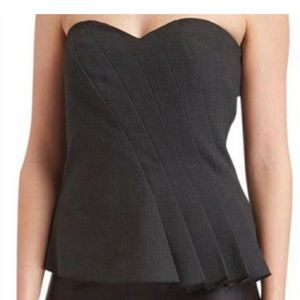 Trina Turk strapless pleated charcoal top